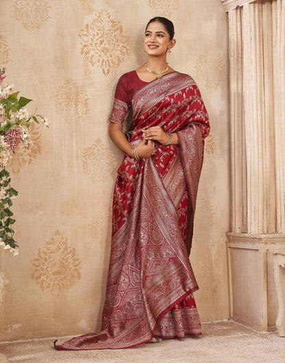 Red Silk Woven Banarasi Saree