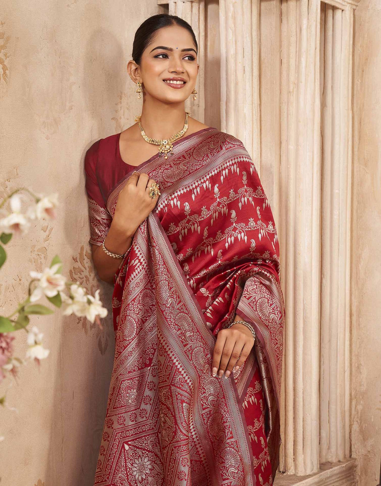 Red Silk Woven Banarasi Saree