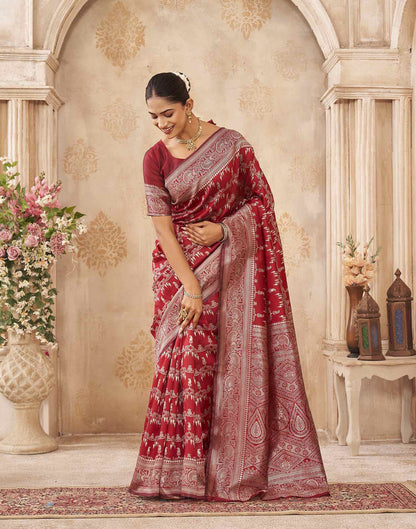 Red Silk Woven Banarasi Saree