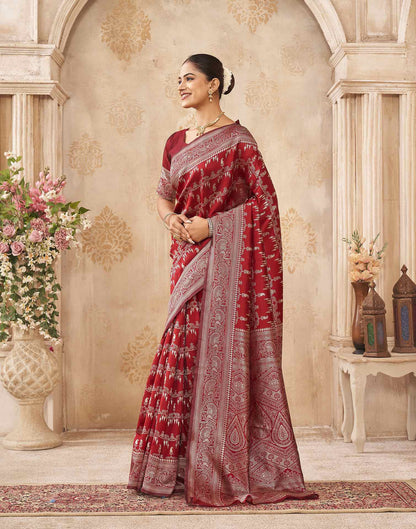 Red Silk Woven Banarasi Saree