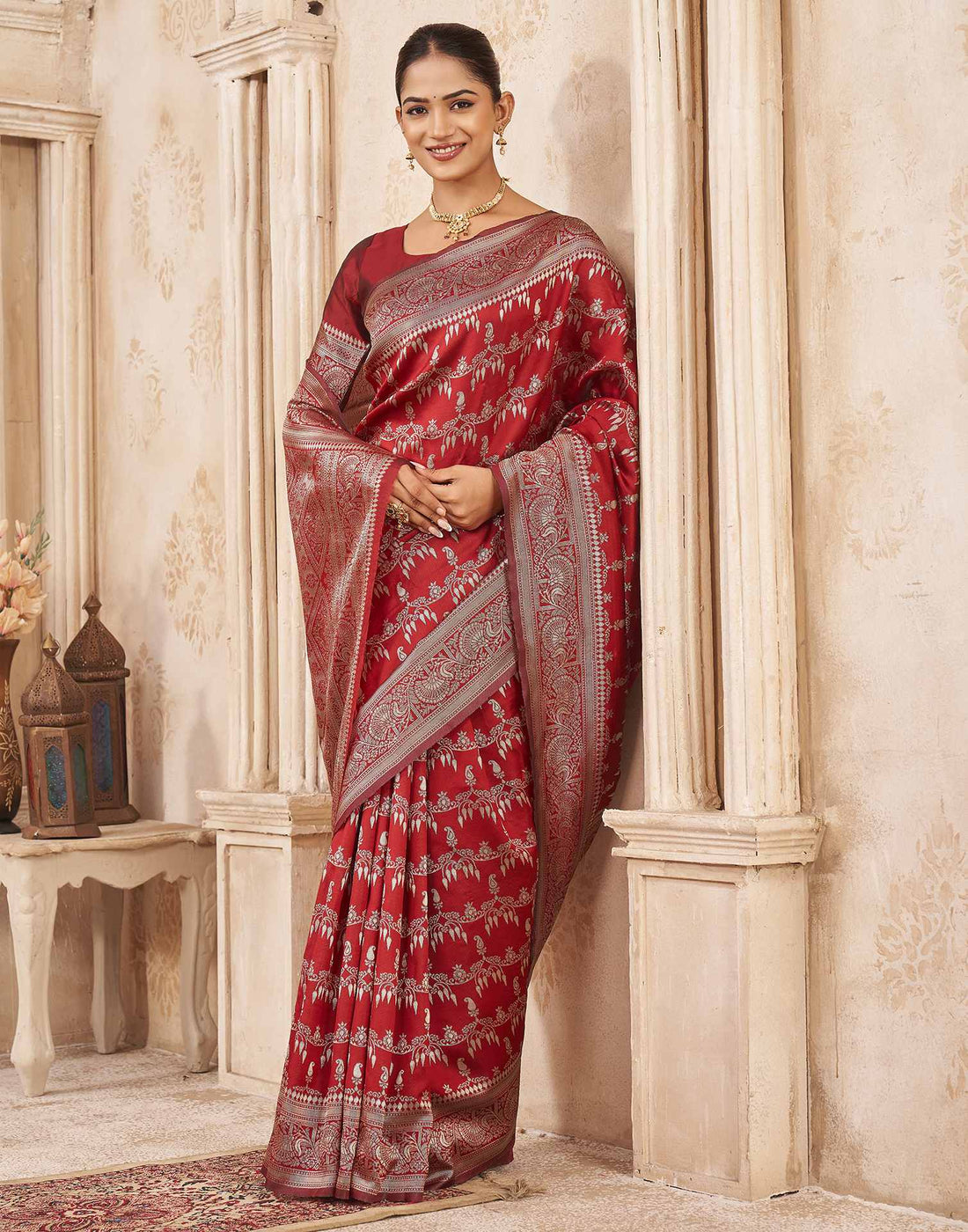 Red Silk Woven Banarasi Saree