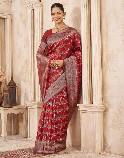 Red Silk Woven Banarasi Saree
