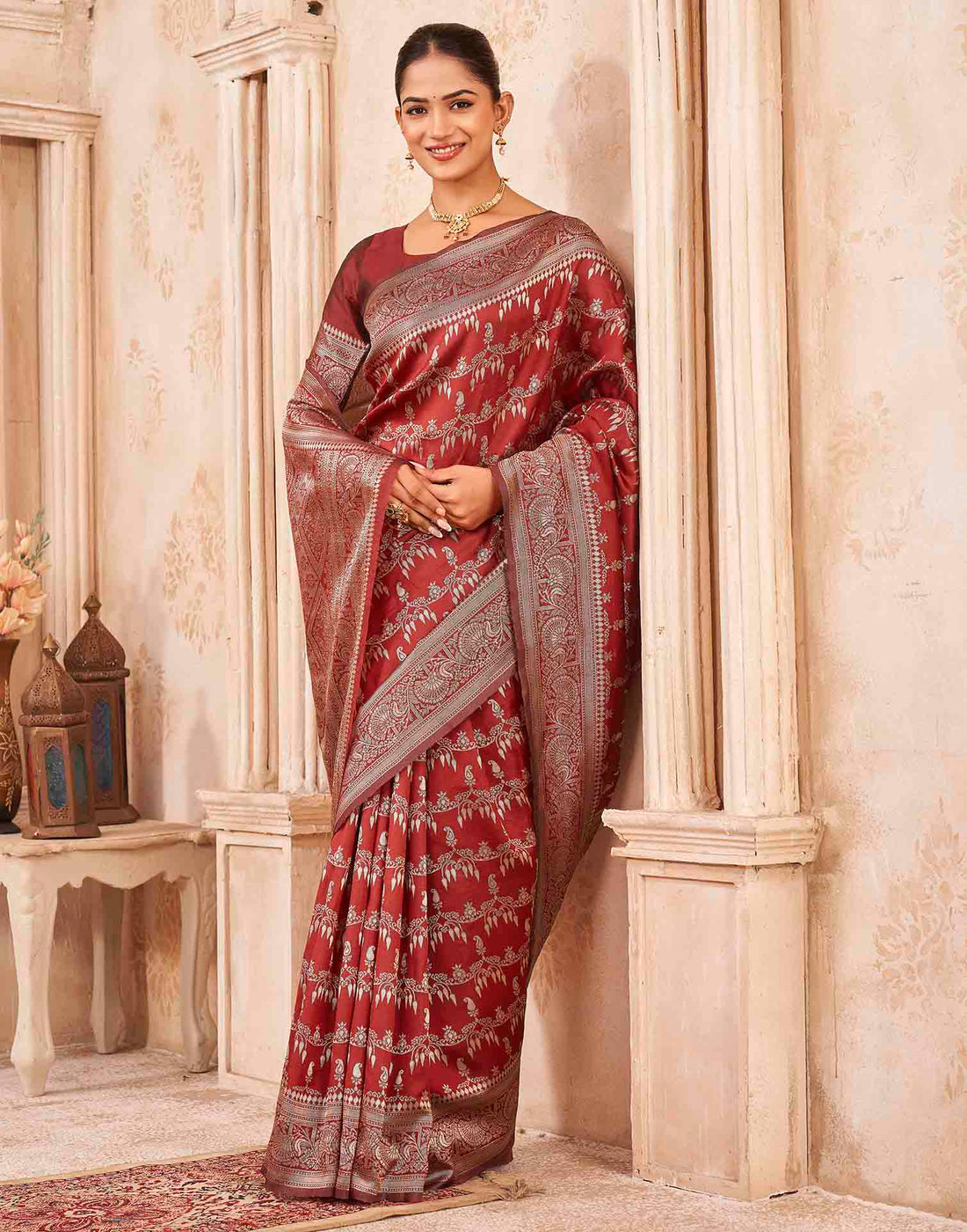 Red Silk Woven Banarasi Saree