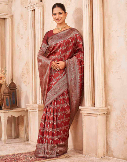 Red Silk Woven Banarasi Saree