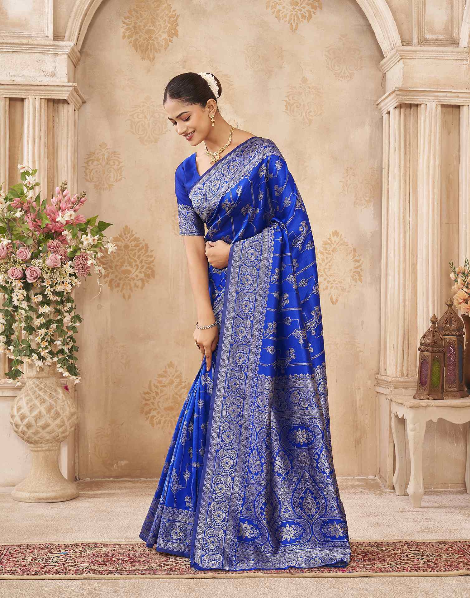 Blue Silk Woven Banarasi Saree