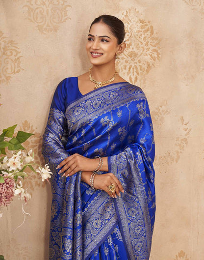 Blue Silk Woven Banarasi Saree
