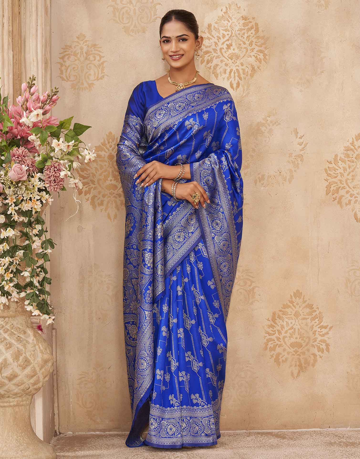 Blue Silk Woven Banarasi Saree