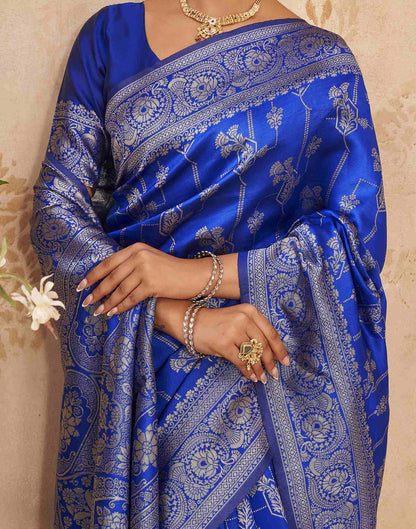 Blue Silk Woven Banarasi Saree