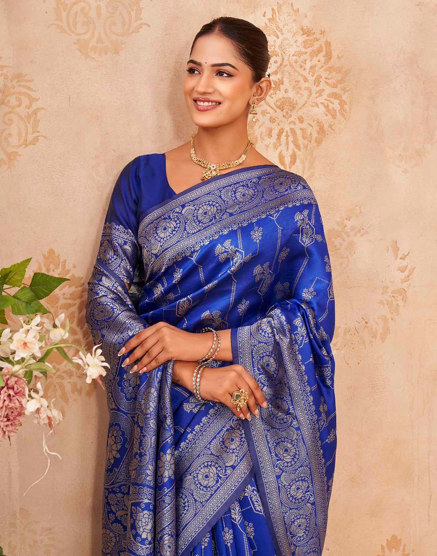 Blue Silk Woven Banarasi Saree