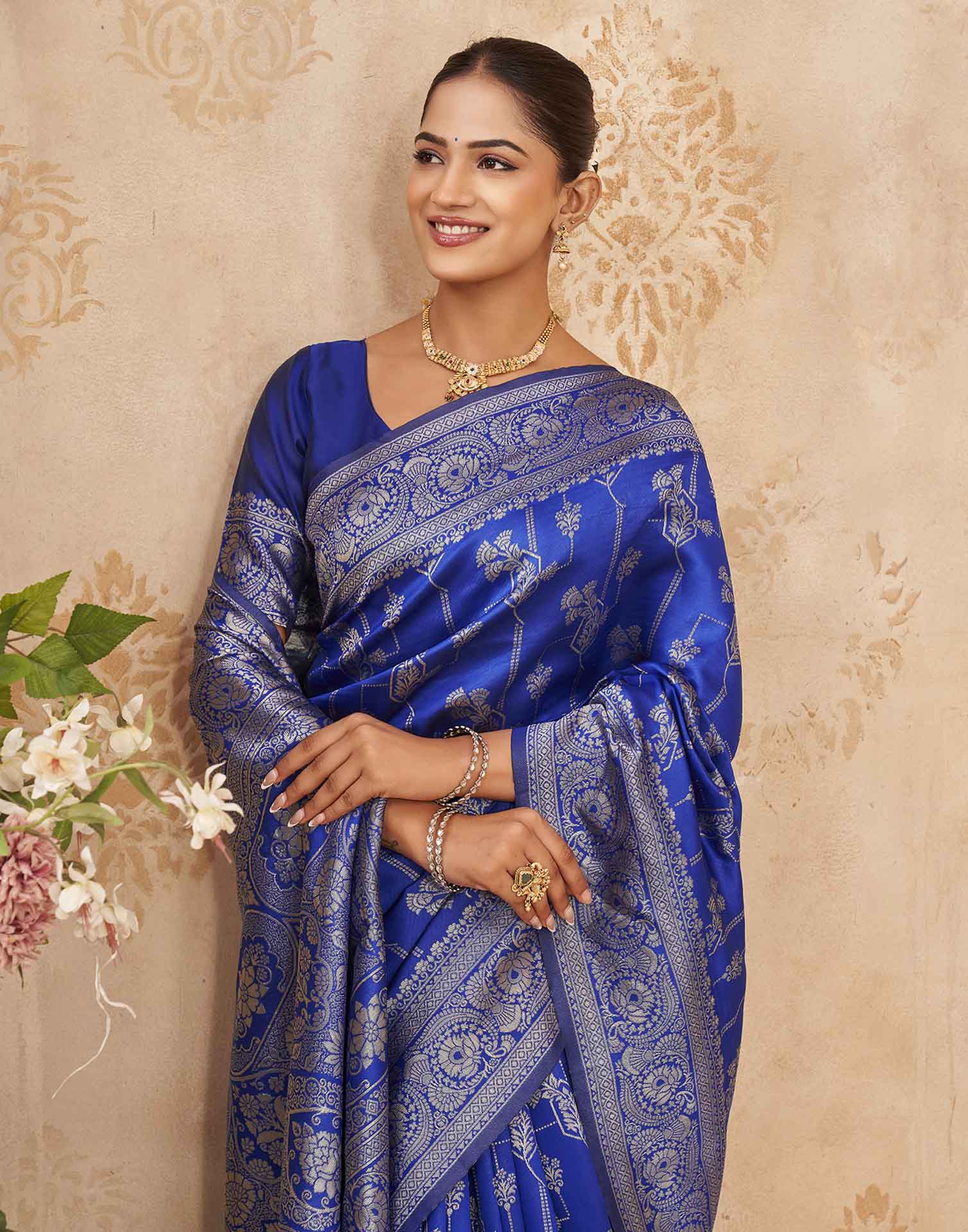 Blue Silk Woven Banarasi Saree