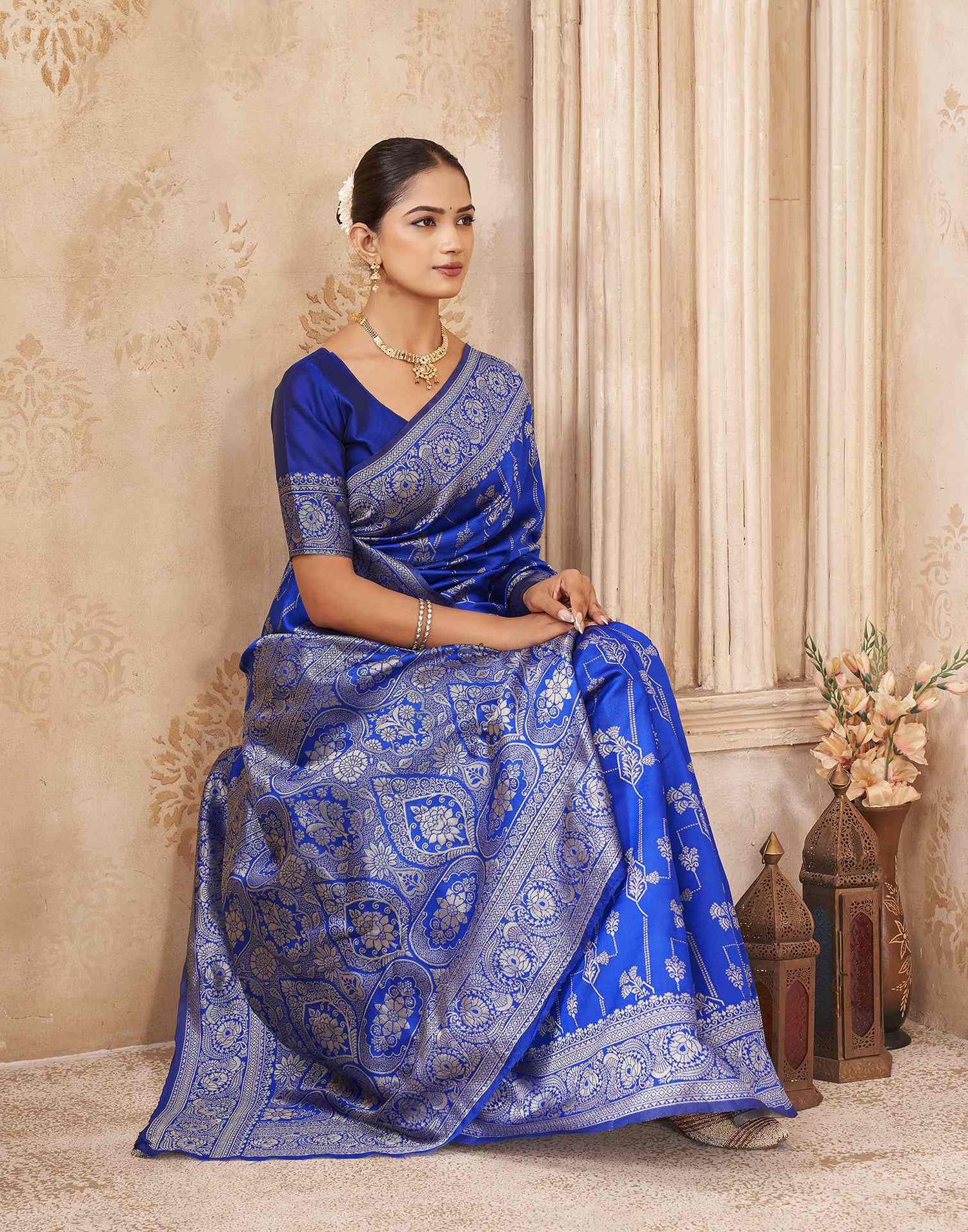 Blue Silk Woven Banarasi Saree