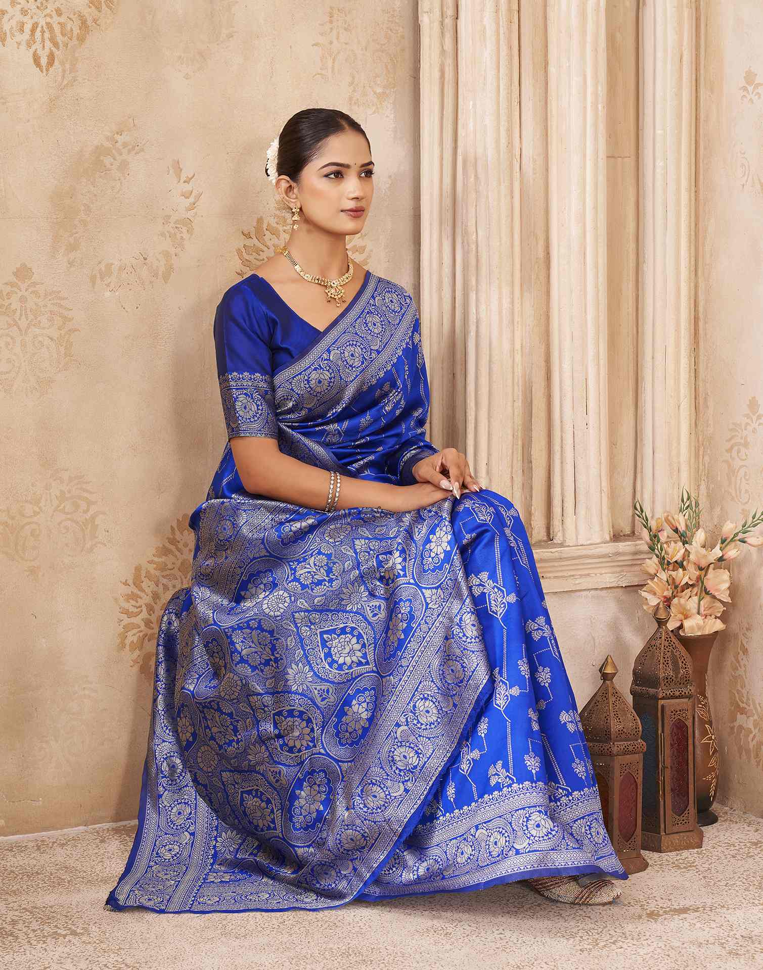 Blue Silk Woven Banarasi Saree