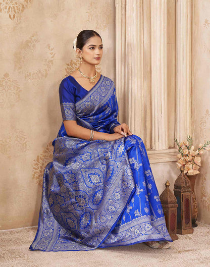 Blue Silk Woven Banarasi Saree