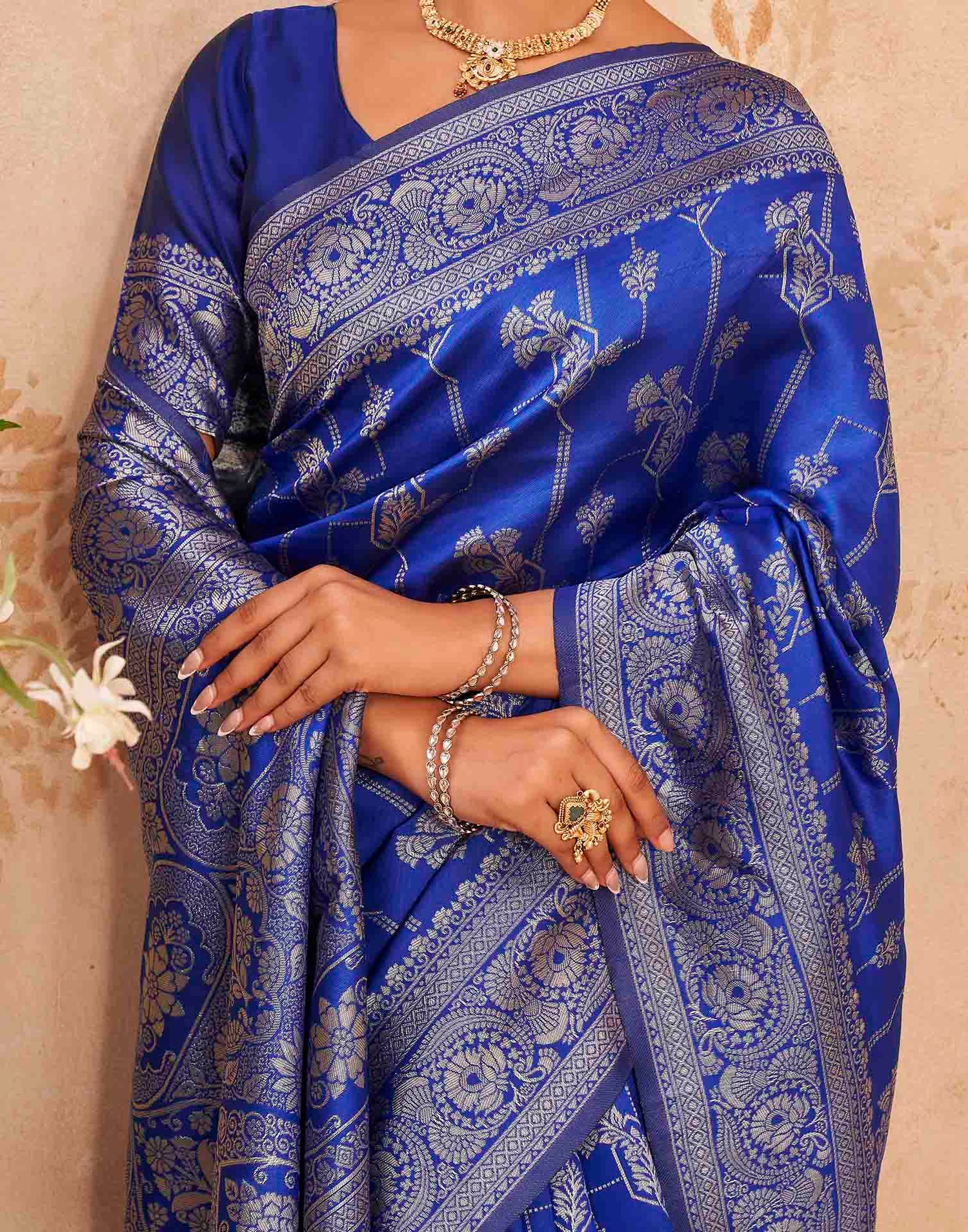Blue Silk Woven Banarasi Saree