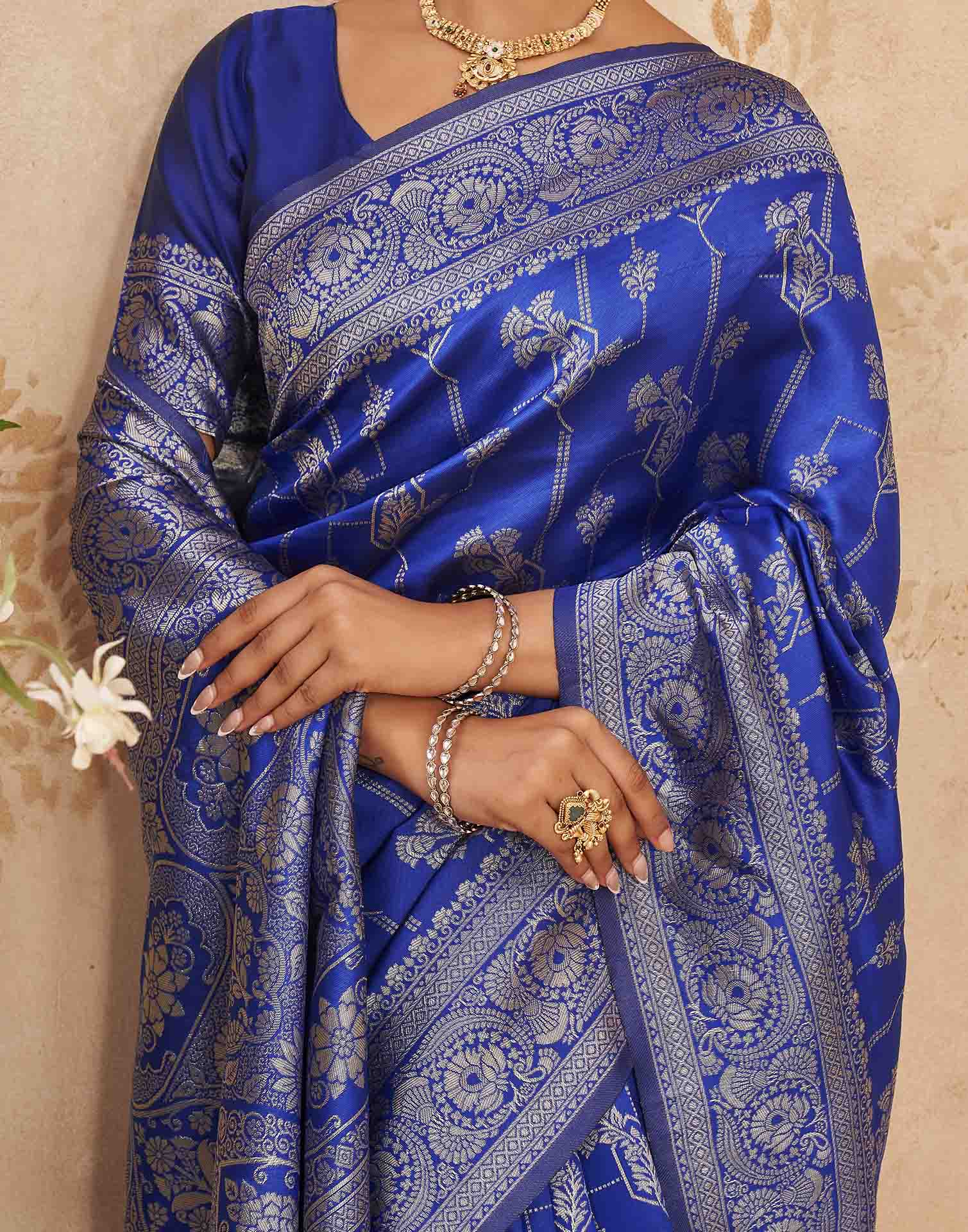 Blue Silk Woven Banarasi Saree