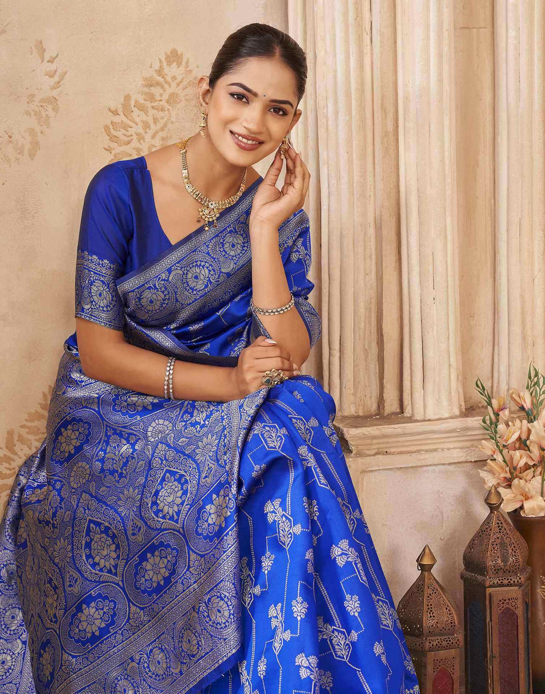 Blue Silk Woven Banarasi Saree