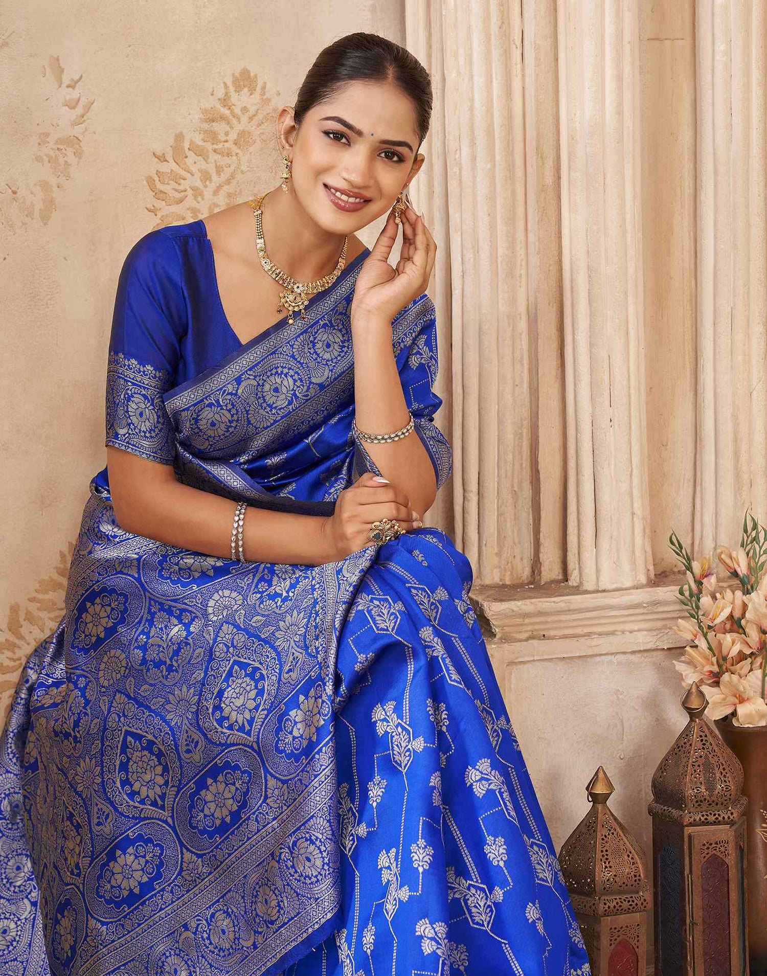 Blue Silk Woven Banarasi Saree