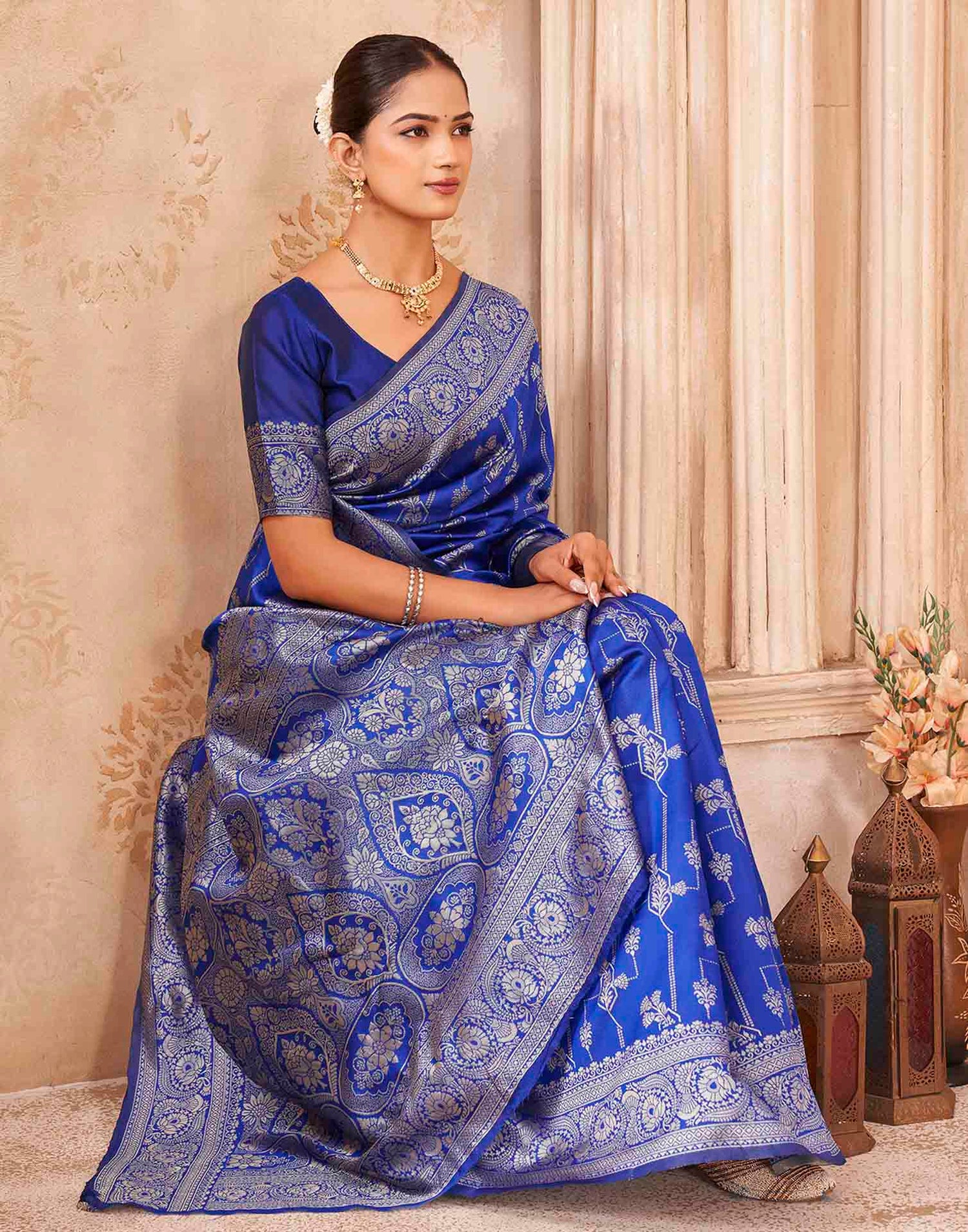Blue Silk Woven Banarasi Saree