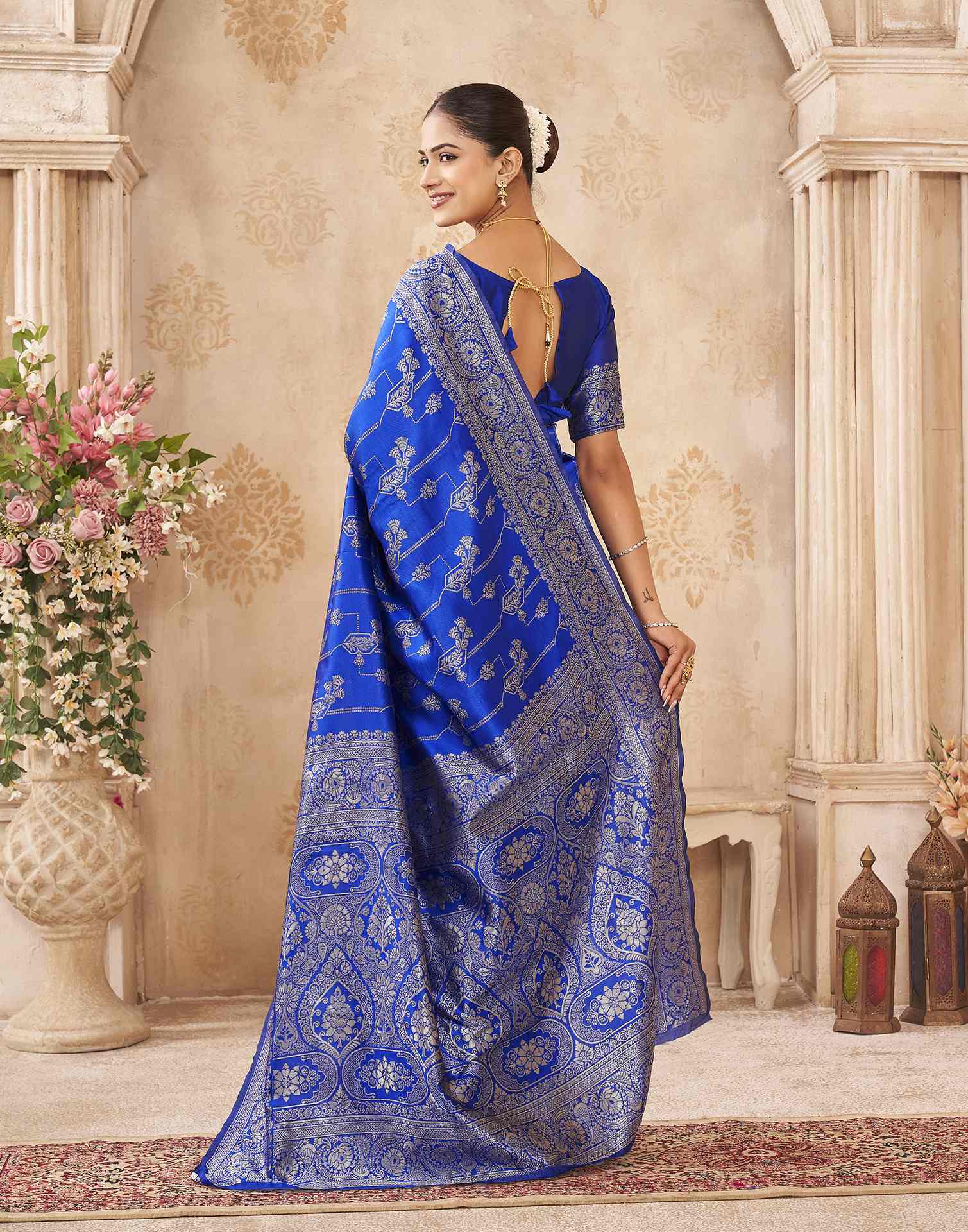 Blue Silk Woven Banarasi Saree
