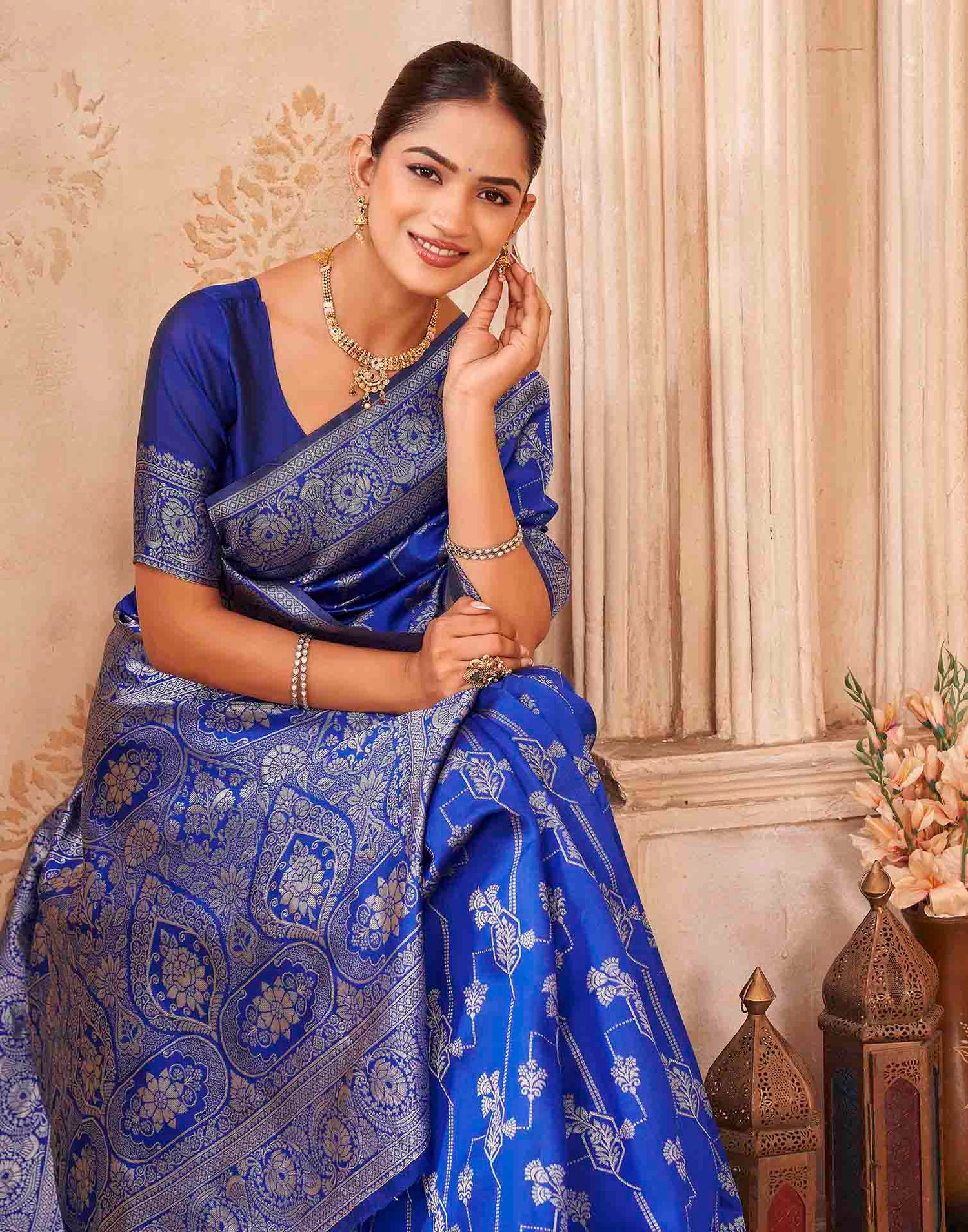 Blue Silk Woven Banarasi Saree
