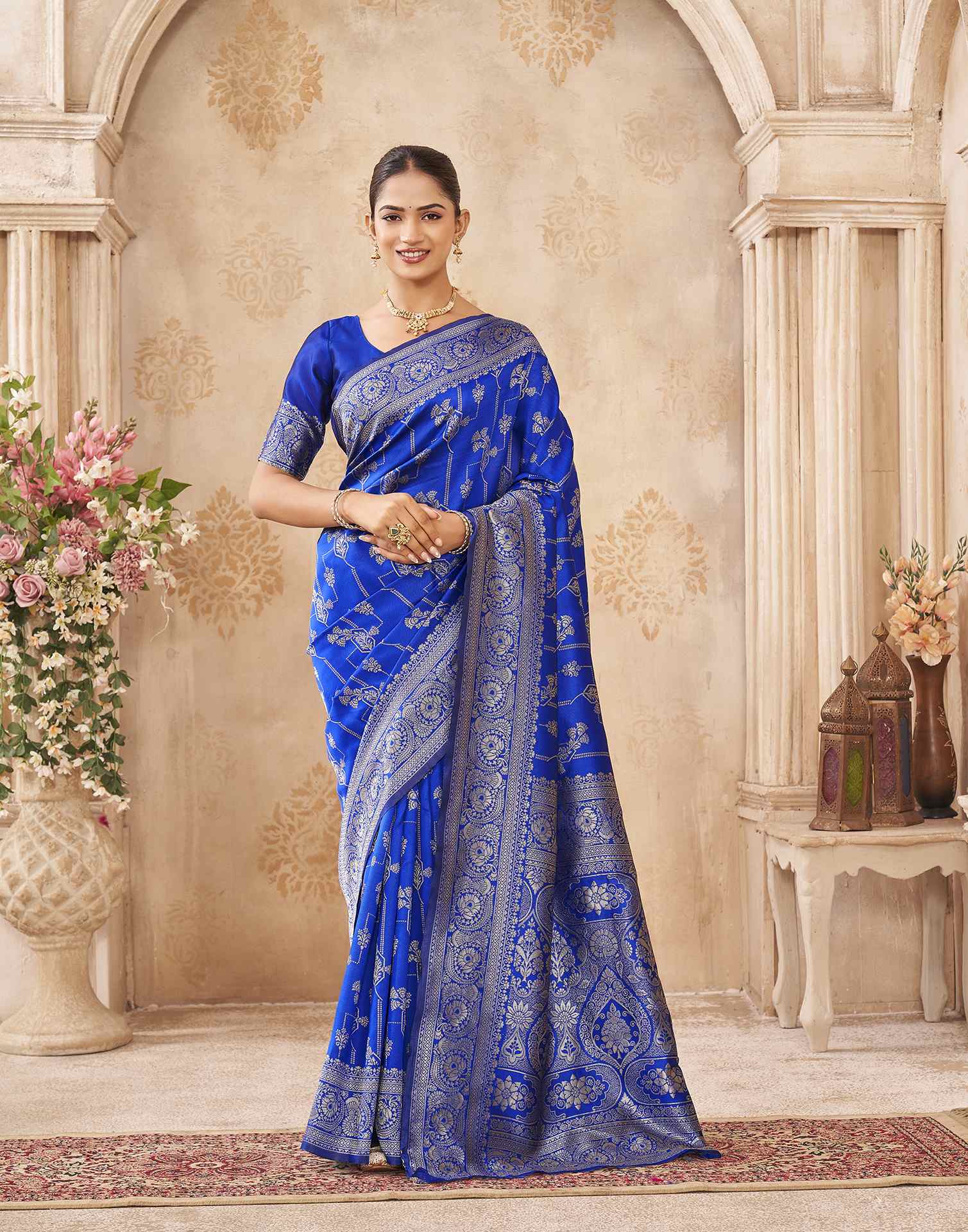 Blue Silk Woven Banarasi Saree
