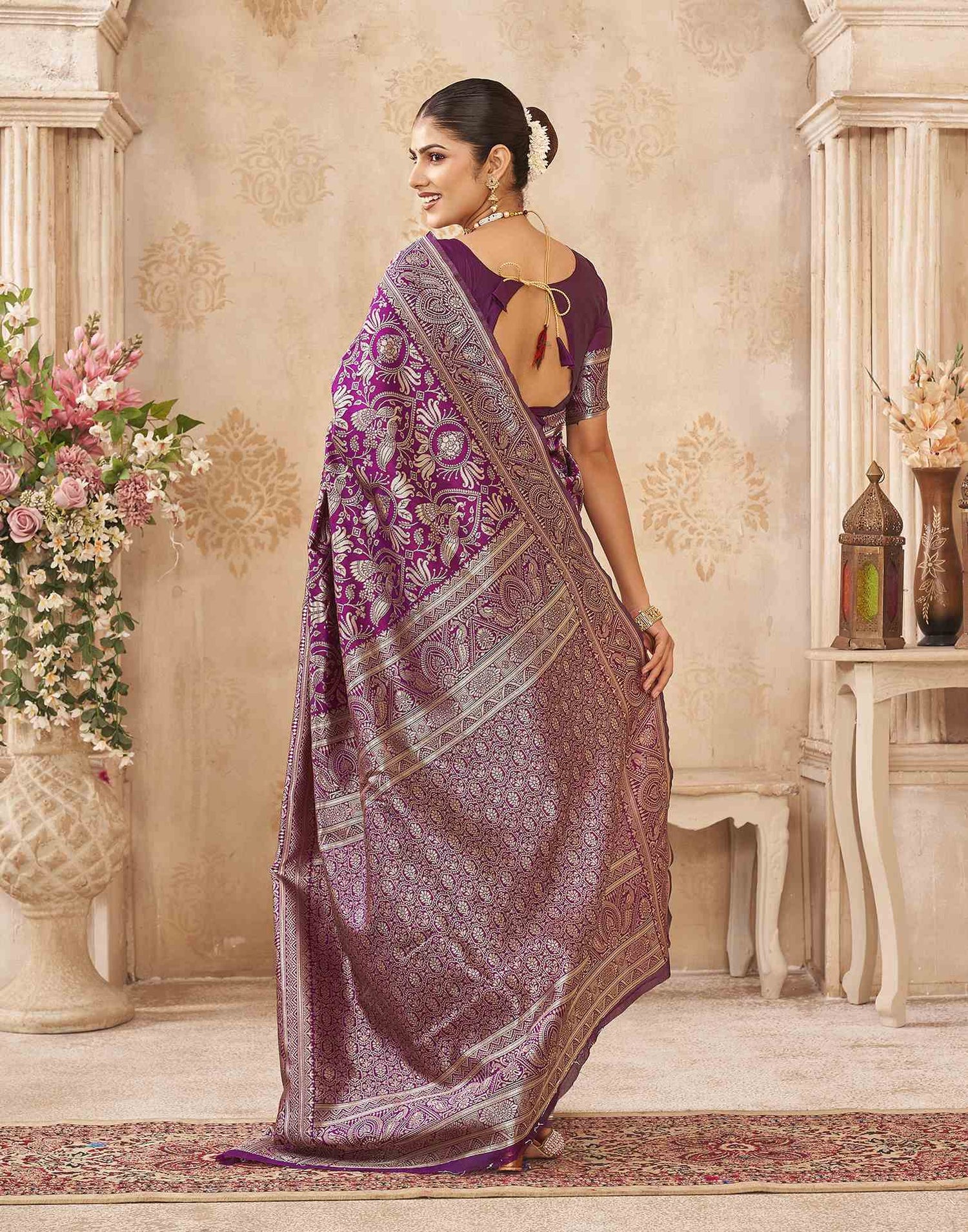 Purple Silk Woven Banarasi Saree