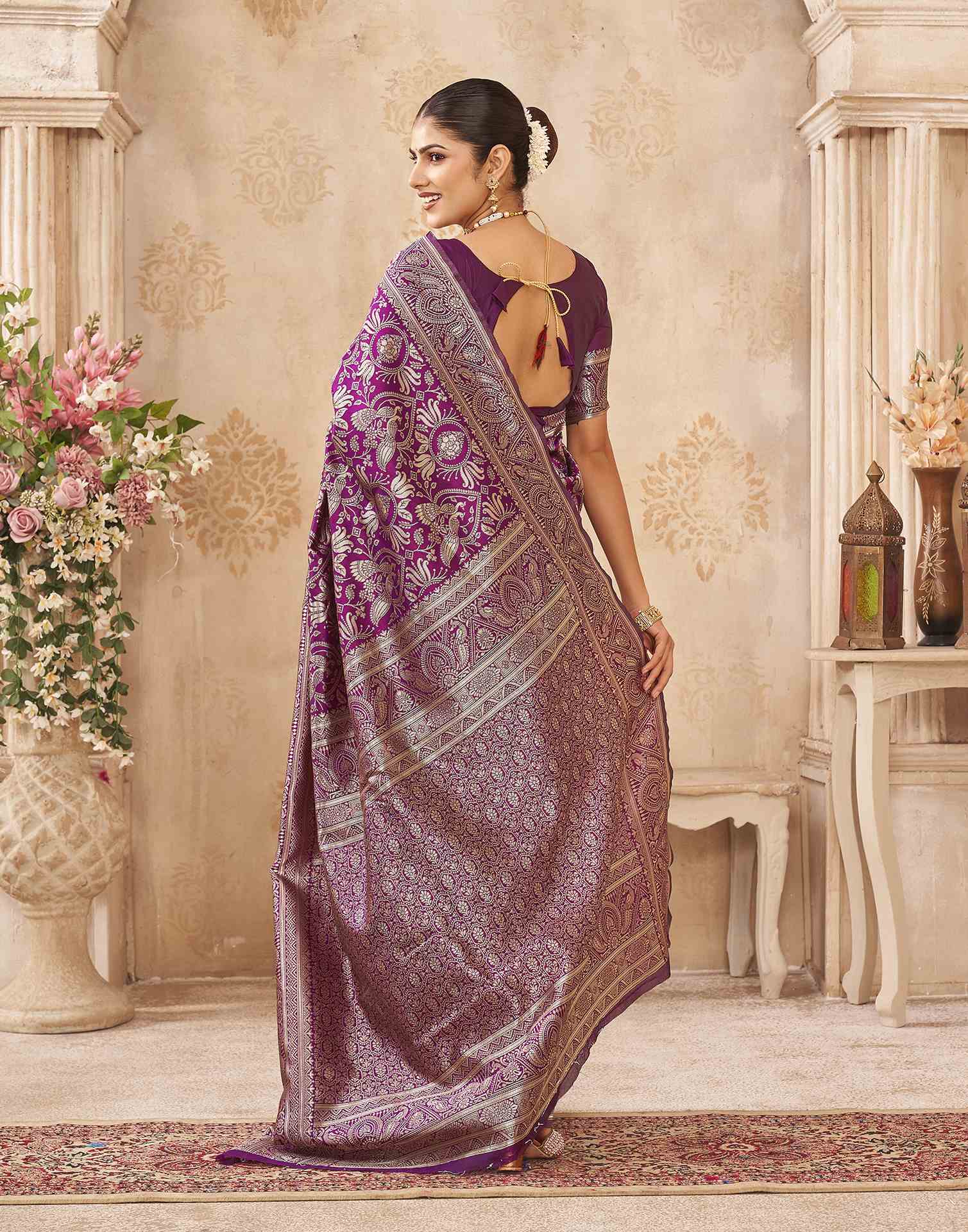 Purple Silk Woven Banarasi Saree
