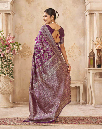 Purple Silk Woven Banarasi Saree