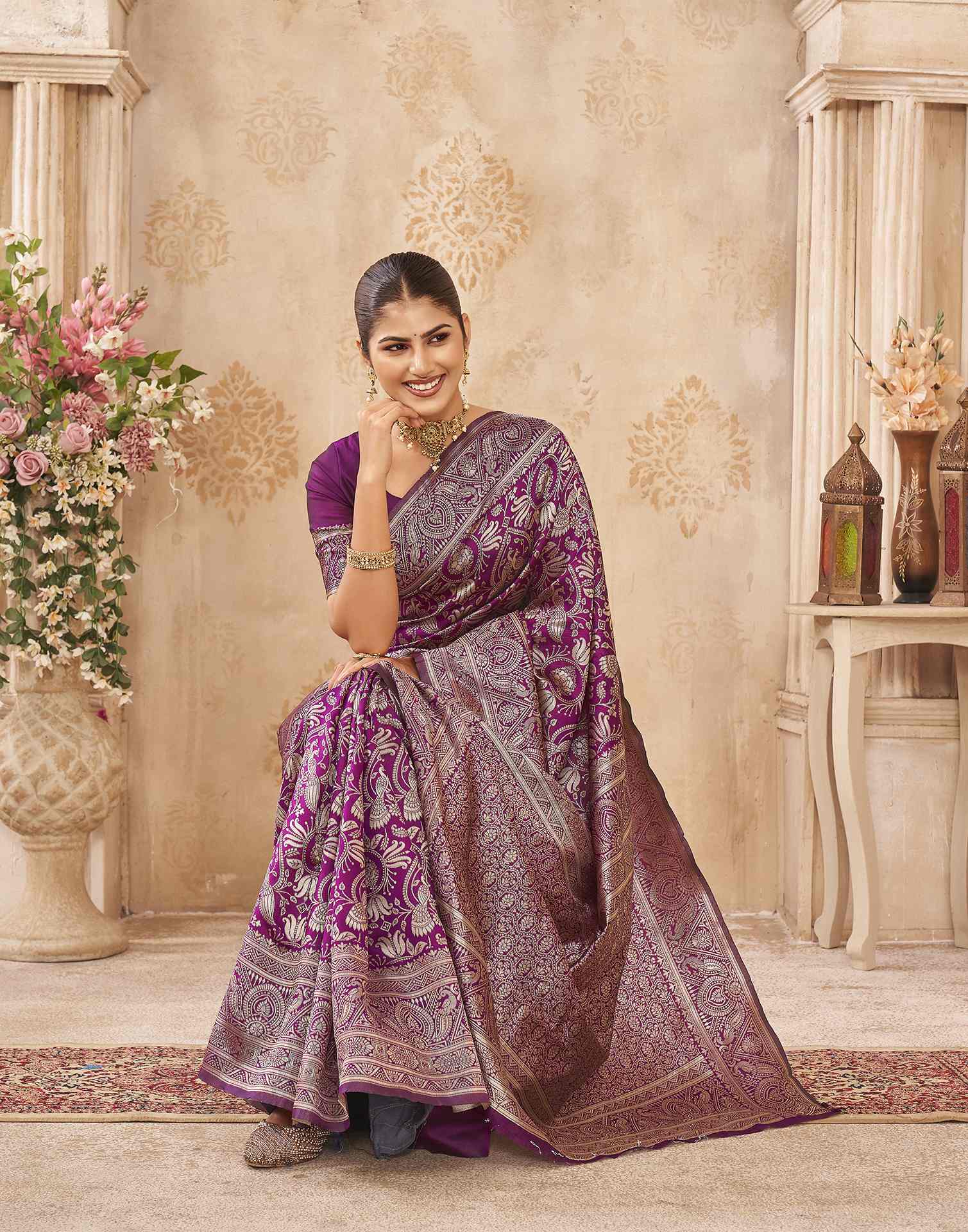 Purple Silk Woven Banarasi Saree