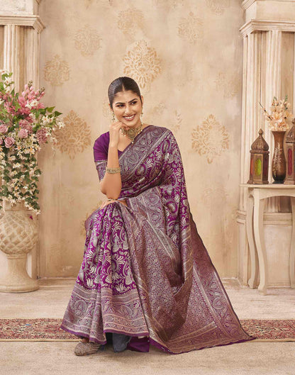 Purple Silk Woven Banarasi Saree