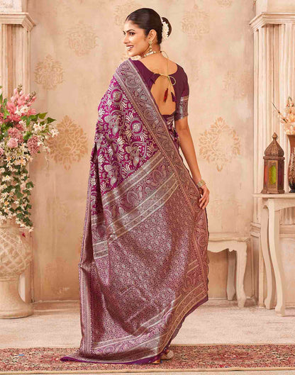 Purple Silk Woven Banarasi Saree
