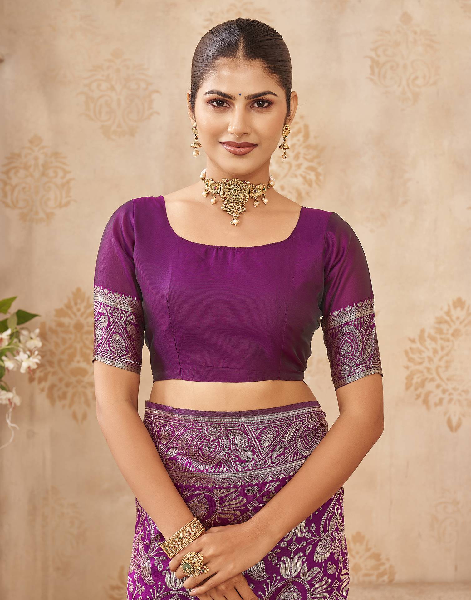 Purple Silk Woven Banarasi Saree