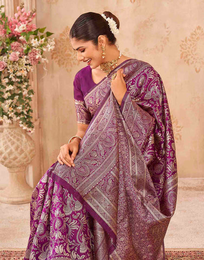 Purple Silk Woven Banarasi Saree