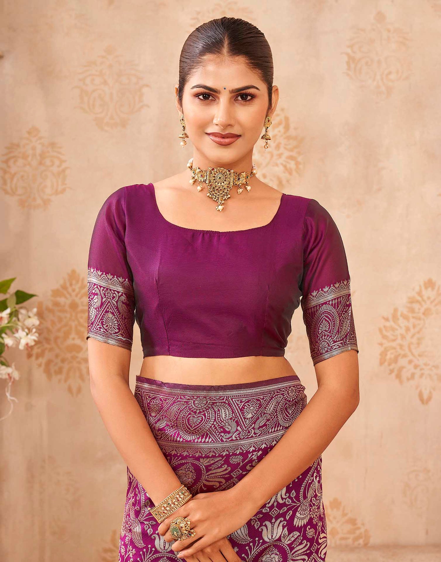 Purple Silk Woven Banarasi Saree