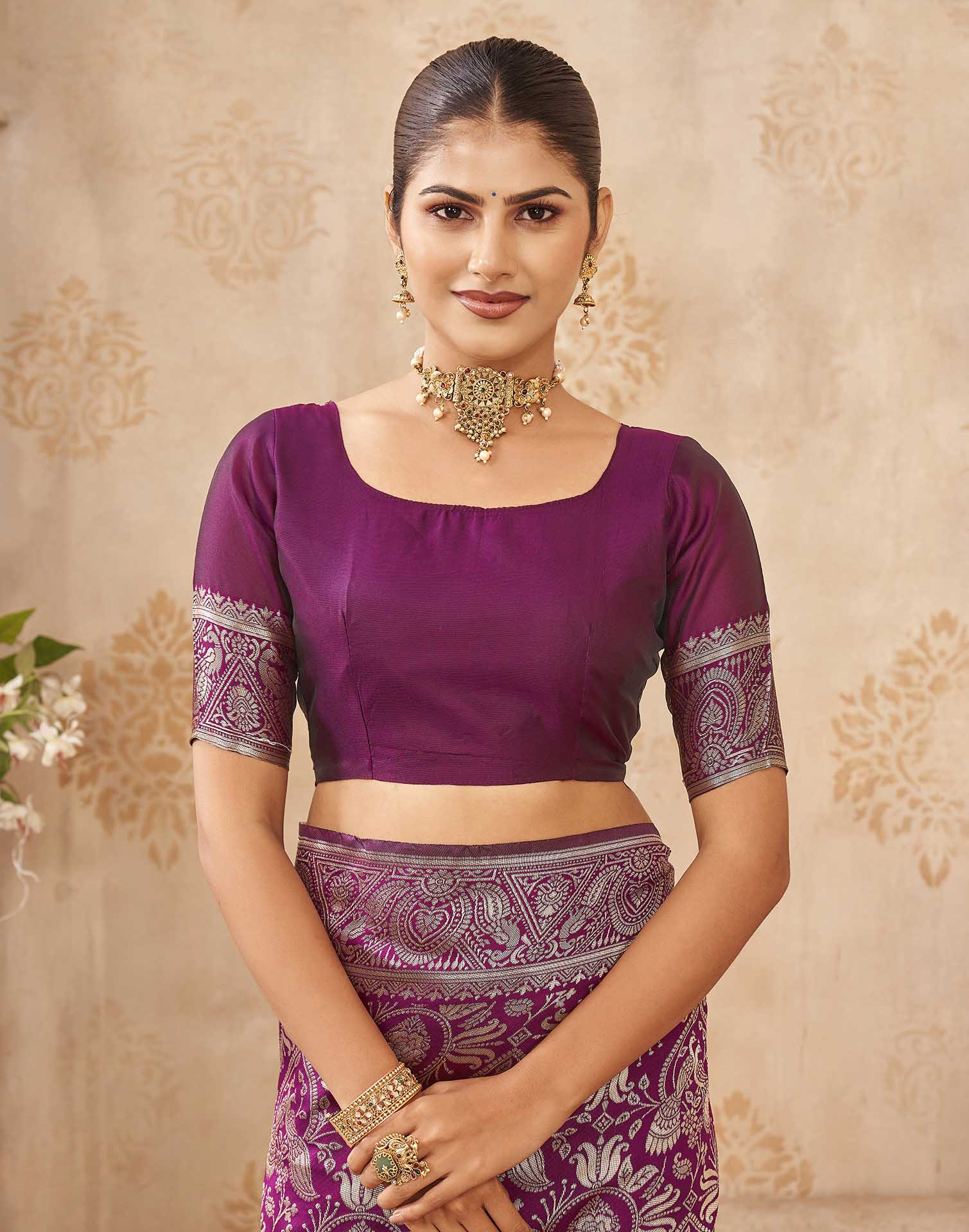 Purple Silk Woven Banarasi Saree