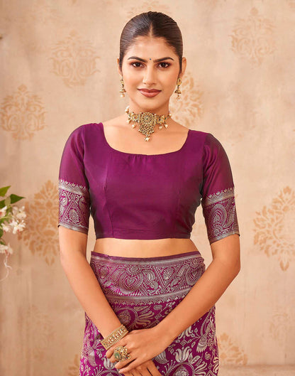 Purple Silk Woven Banarasi Saree