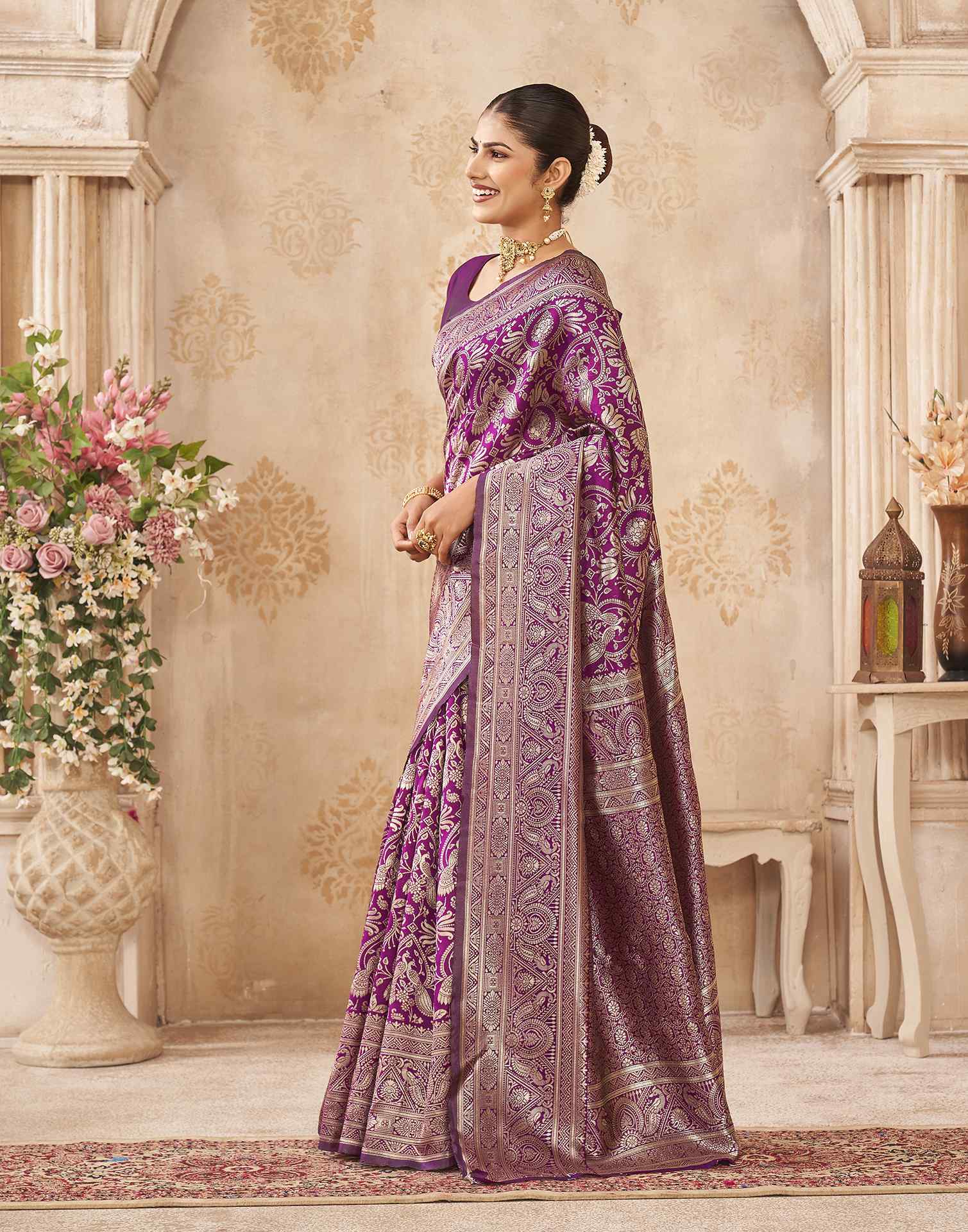 Purple Silk Woven Banarasi Saree