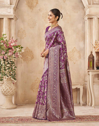 Purple Silk Woven Banarasi Saree