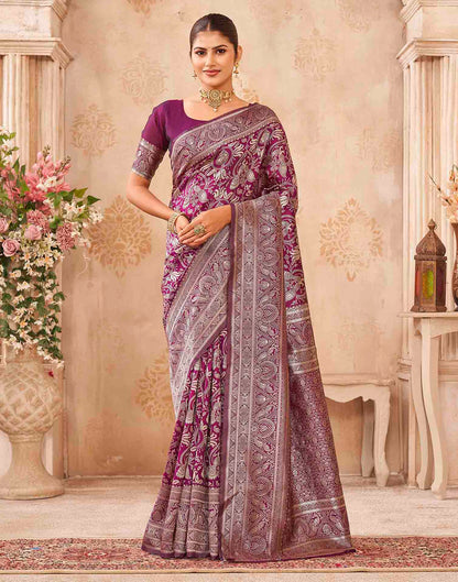 Purple Silk Woven Banarasi Saree