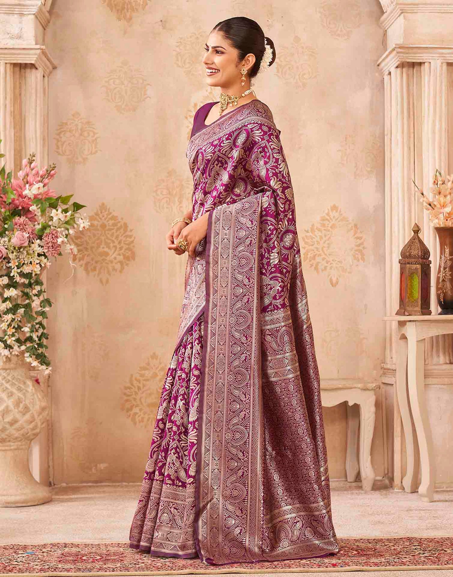 Purple Silk Woven Banarasi Saree