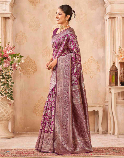 Purple Silk Woven Banarasi Saree