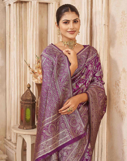 Purple Silk Woven Banarasi Saree