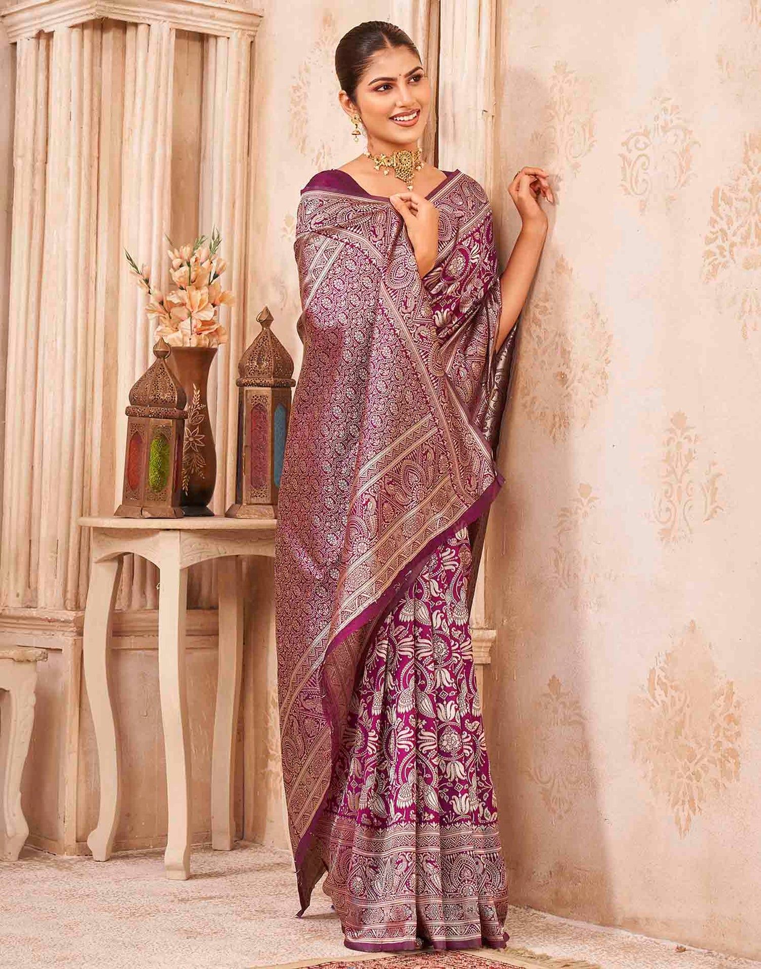Purple Silk Woven Banarasi Saree