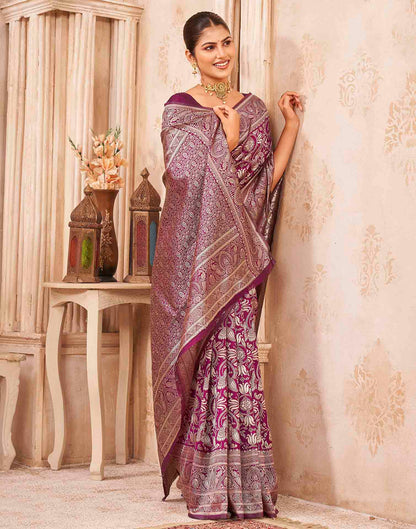 Purple Silk Woven Banarasi Saree