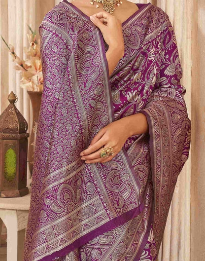 Purple Silk Woven Banarasi Saree