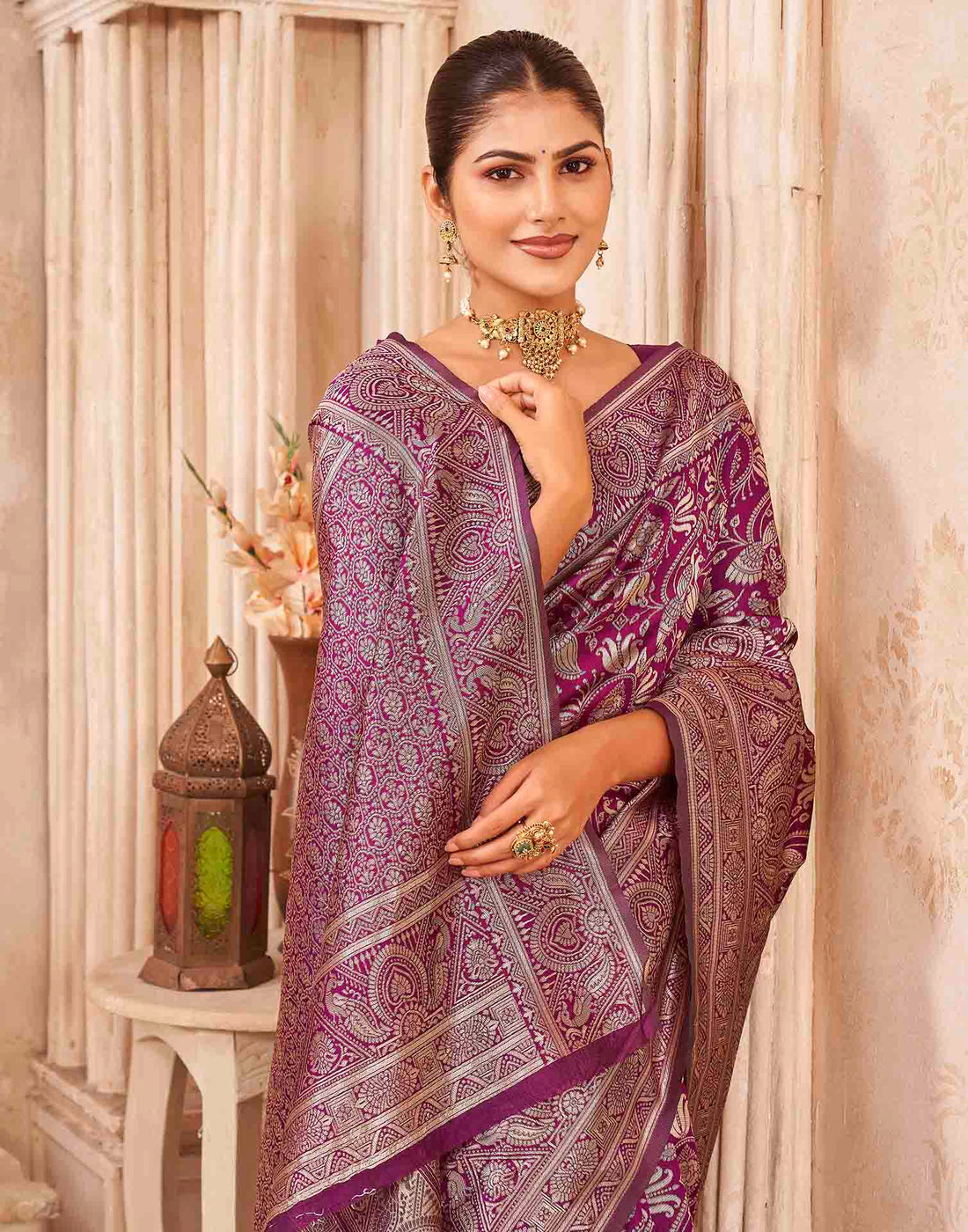 Purple Silk Woven Banarasi Saree