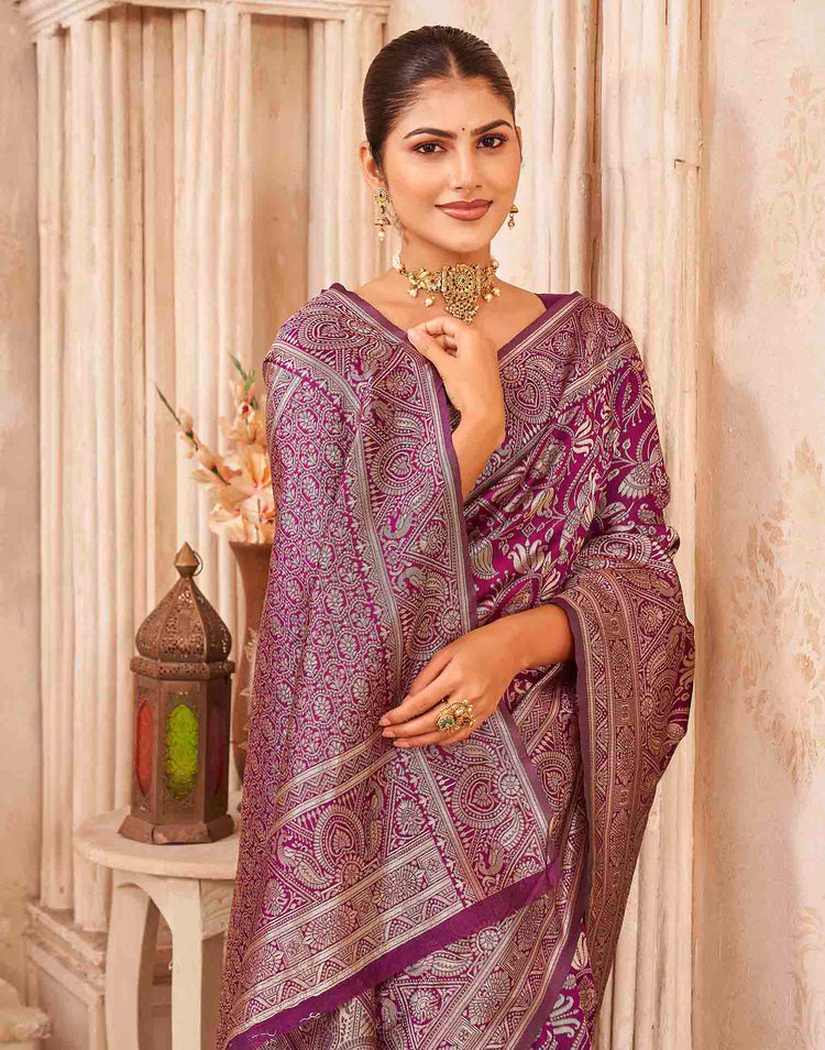 Purple Silk Woven Banarasi Saree