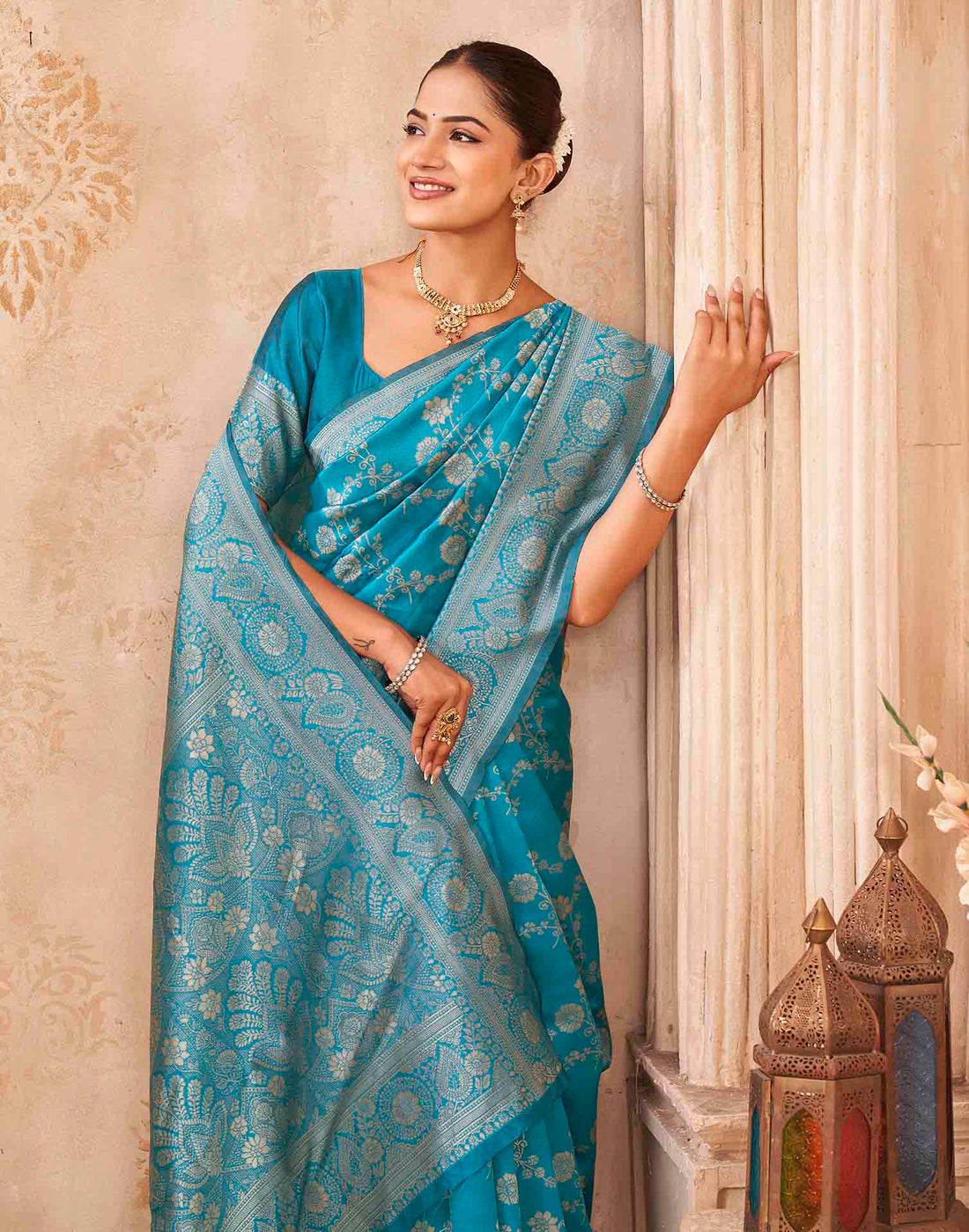 Blue Silk Woven Banarasi Saree