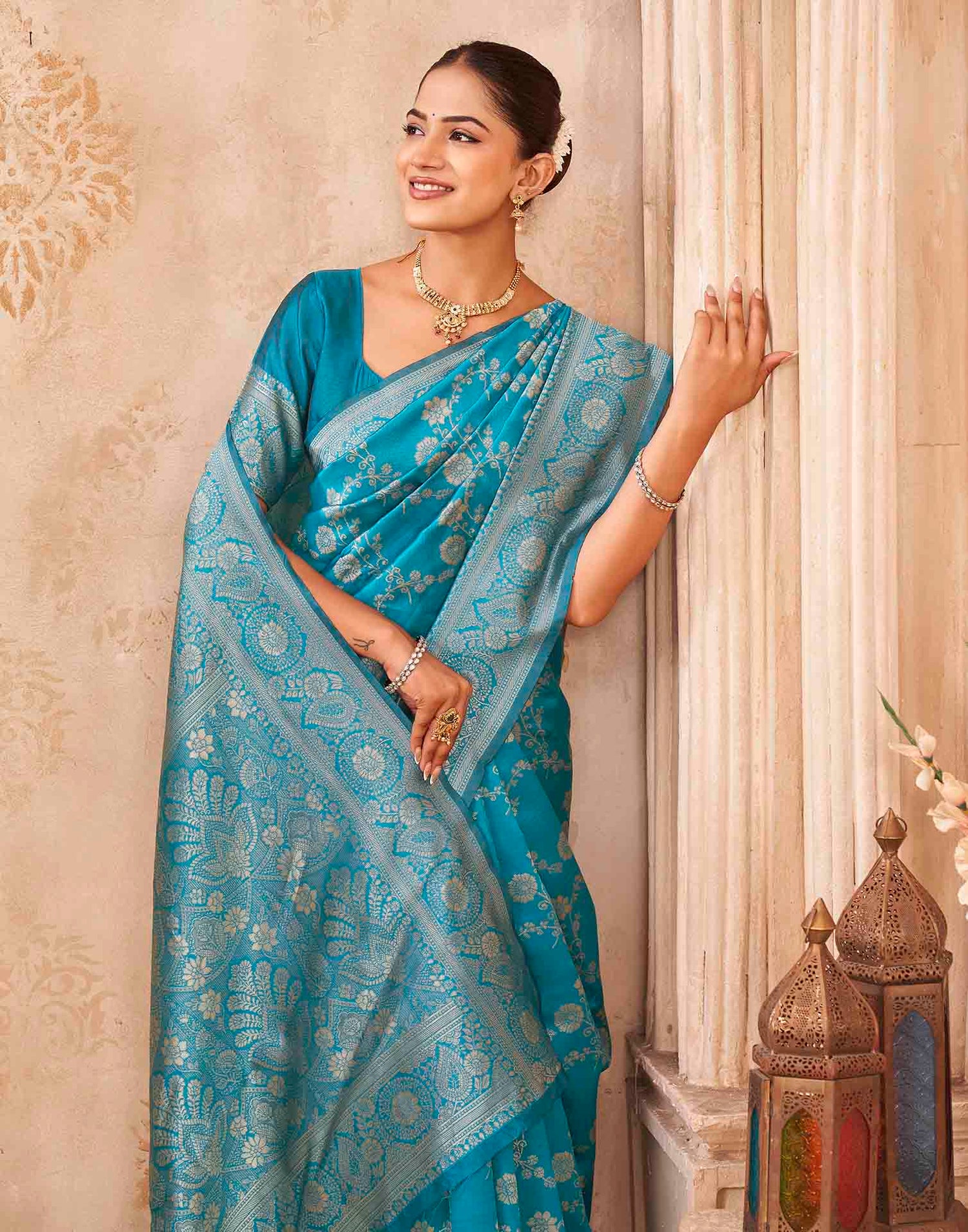 Blue Silk Woven Banarasi Saree