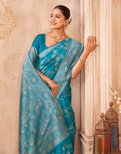 Blue Silk Woven Banarasi Saree